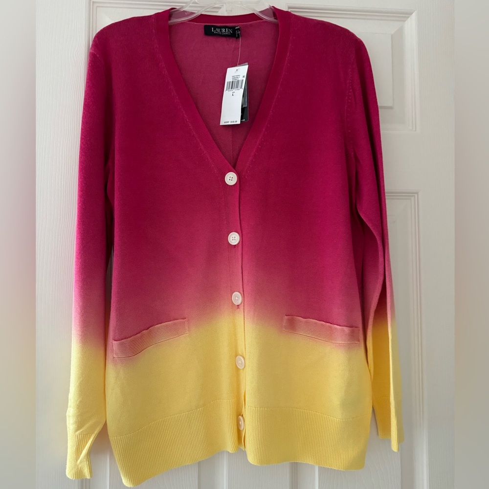 Pink and yellow sweater! Size large! From Ralph Lauren!
